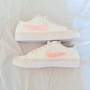 Nike white and iridescent Court Legacy Next Nature